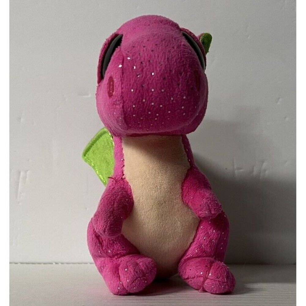 Ty Beanie Boos Darla The Dragon 6"Bright Pink with Lime Green Eyes
